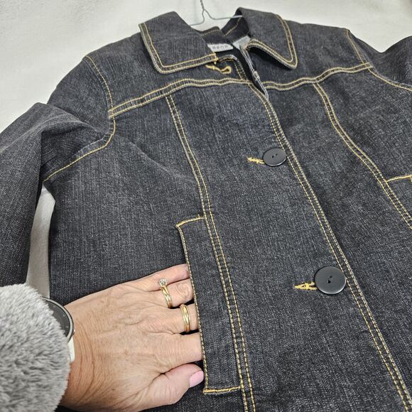 Sag Harbor Jean Denim Jacket Coat Long Sleeve 3 Button Pockets Petite Sm. Classy - Picture 8 of 8